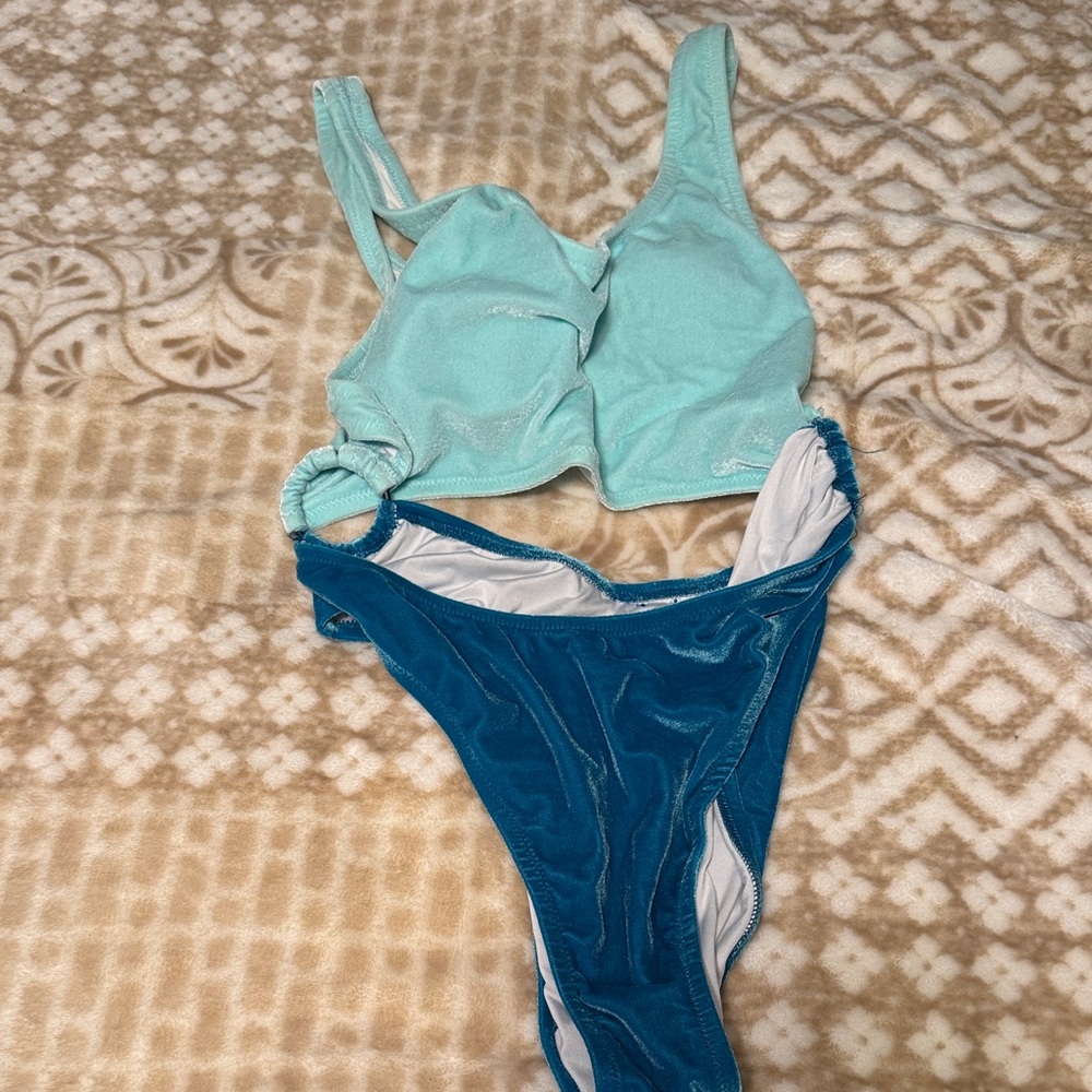 PINK Victoria's Secret Teal and White Swimsuit